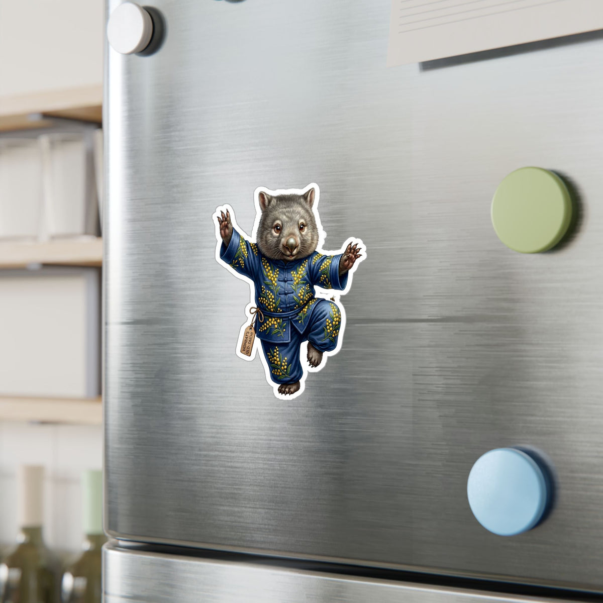 Wombat Tai Chi Artist Vinyl Sticker — Cute Kung Fu Animal Kiss-Cut Decal