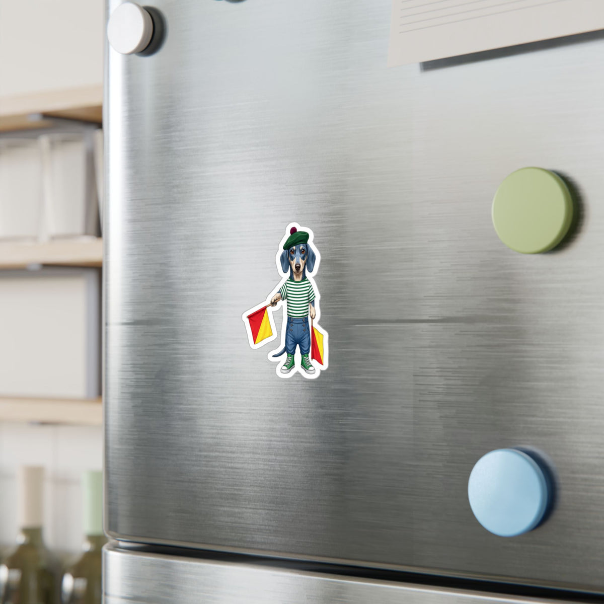Semaphore Dachshund ‘B’ Die-Cut Vinyl Sticker | Wild Follies: Dispatches from Australia