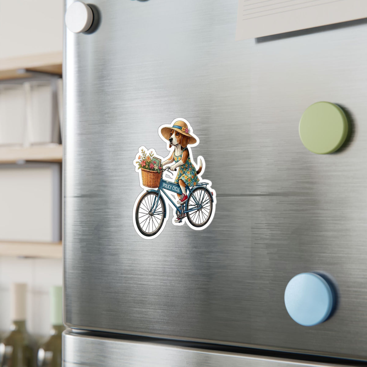 Policy Cycle Dog on Bicycle Vinyl Decal