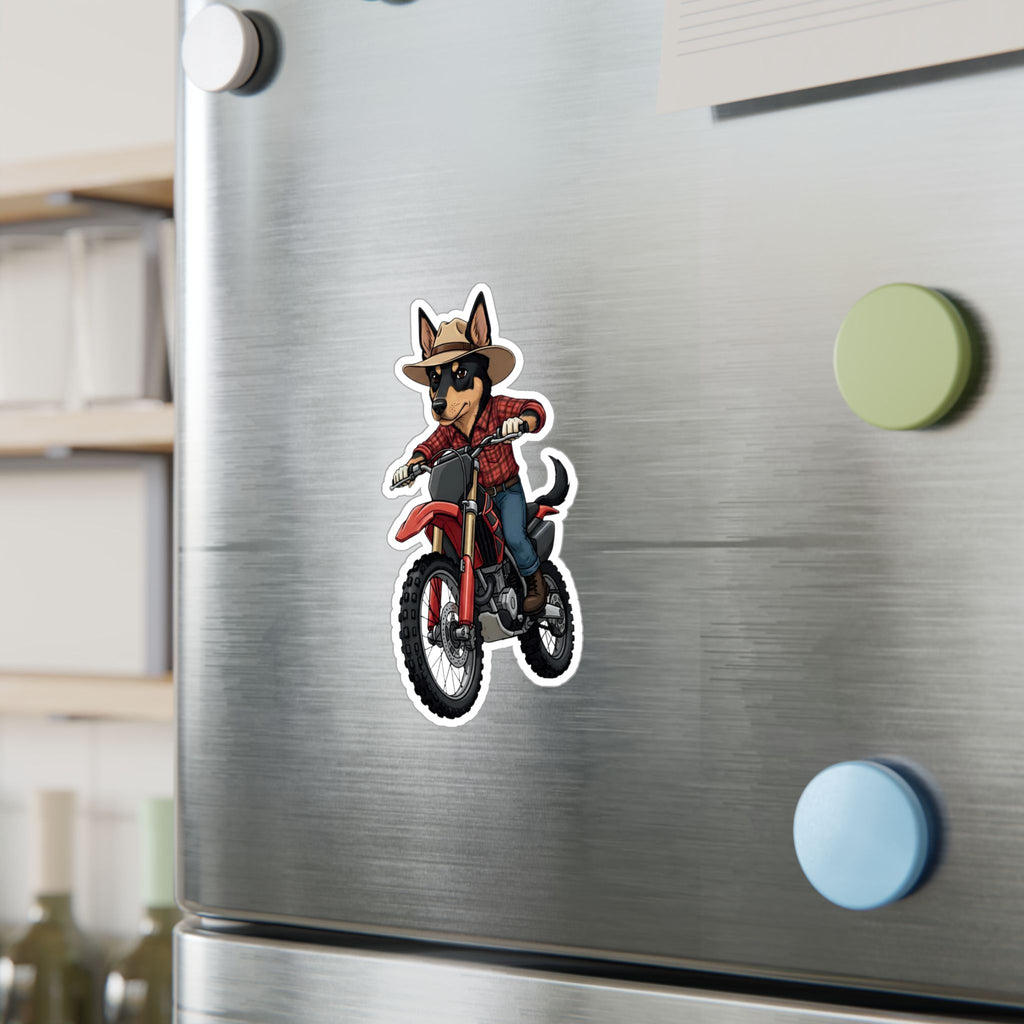 Dirt Bike Kelpie Vinyl Sticker — Kiss-Cut Decal for Helmets, Laptops & Water Bottles