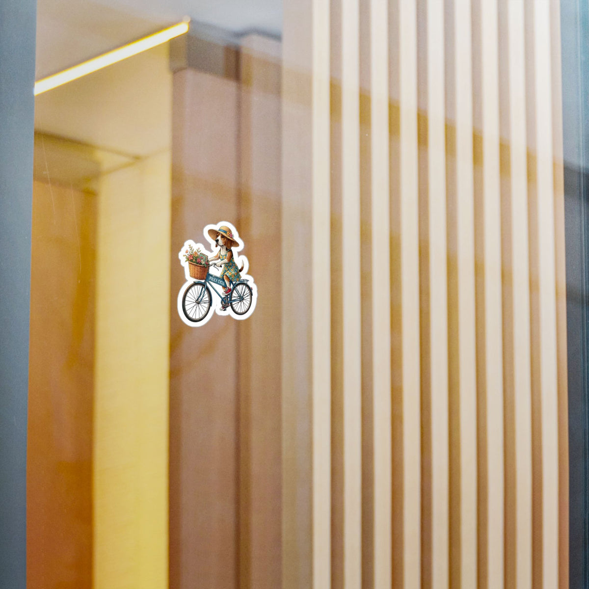 Policy Cycle Dog on Bicycle Vinyl Decal