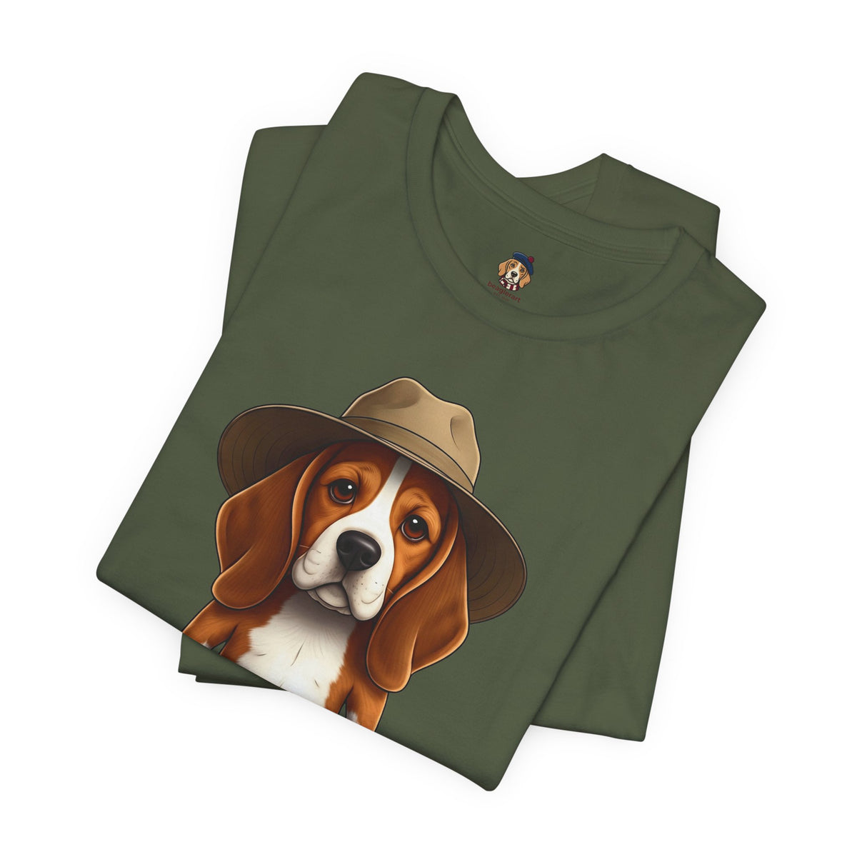 Beagle Aussie Summer Tee - Cute Dog in Akubra Hat & Australian Flag Shorts