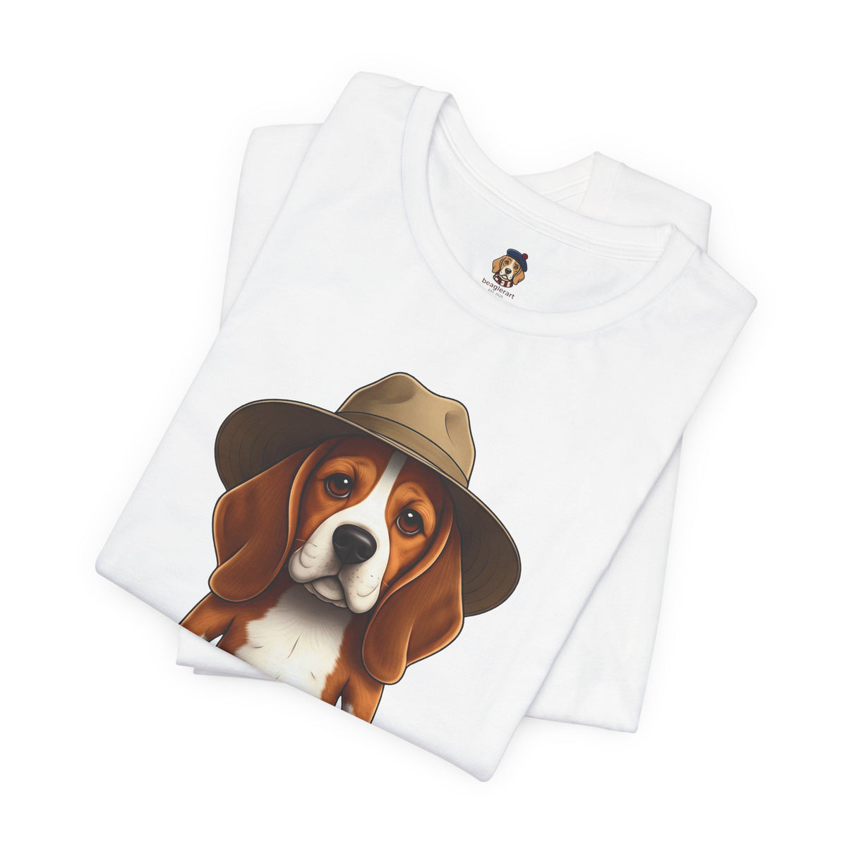 Beagle Aussie Summer Tee - Cute Dog in Akubra Hat & Australian Flag Shorts