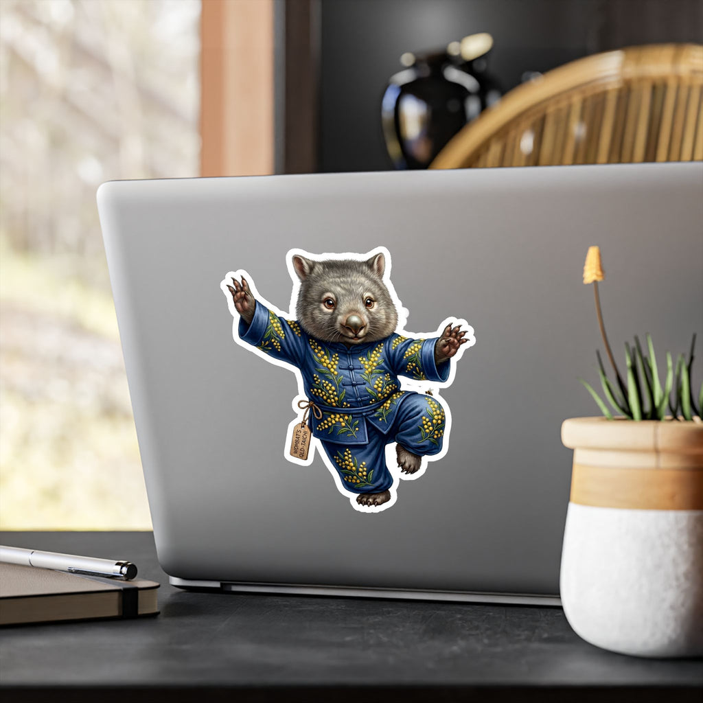 Wombat Tai Chi Artist Vinyl Sticker — Cute Kung Fu Animal Kiss-Cut Decal