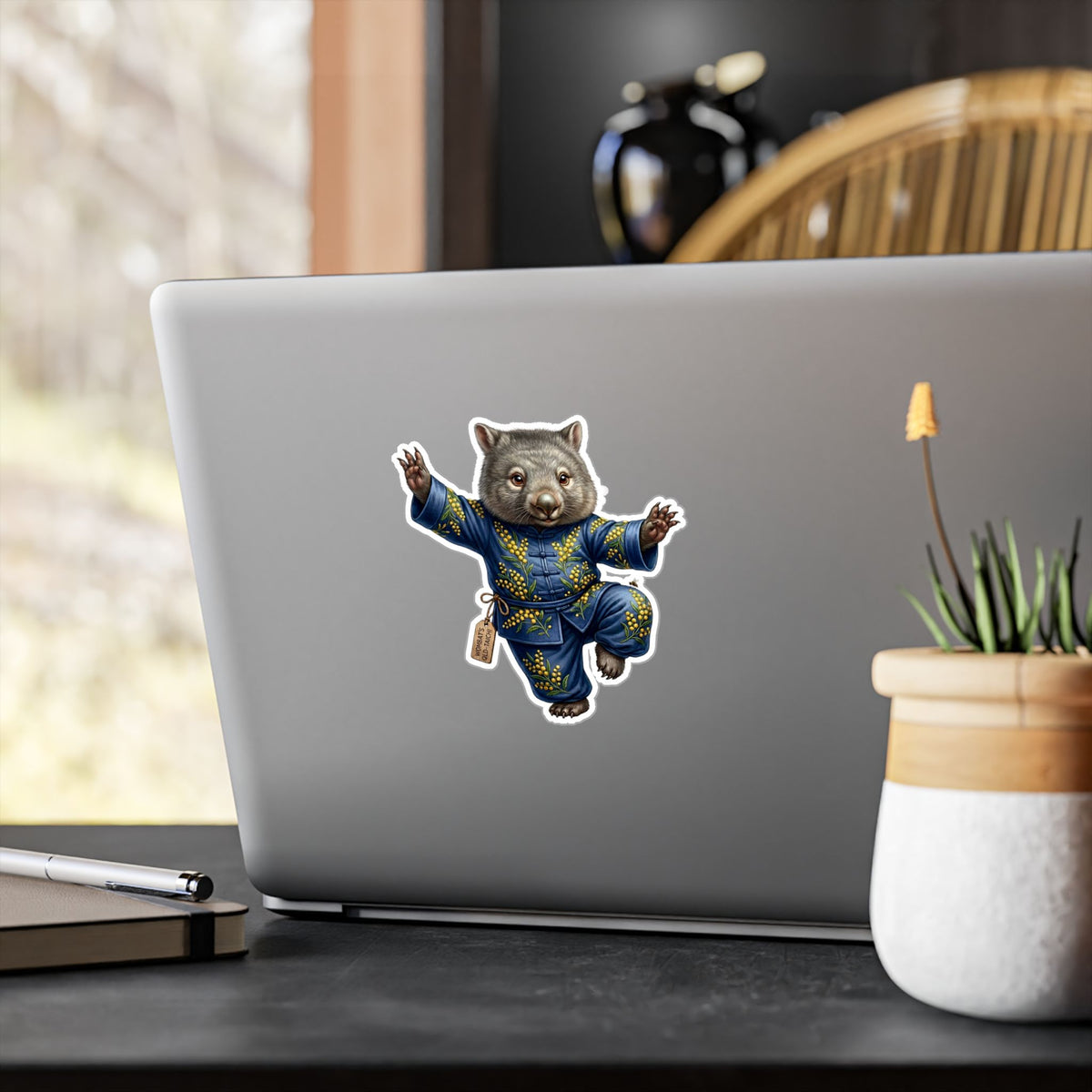 Wombat Tai Chi Artist Vinyl Sticker — Cute Kung Fu Animal Kiss-Cut Decal