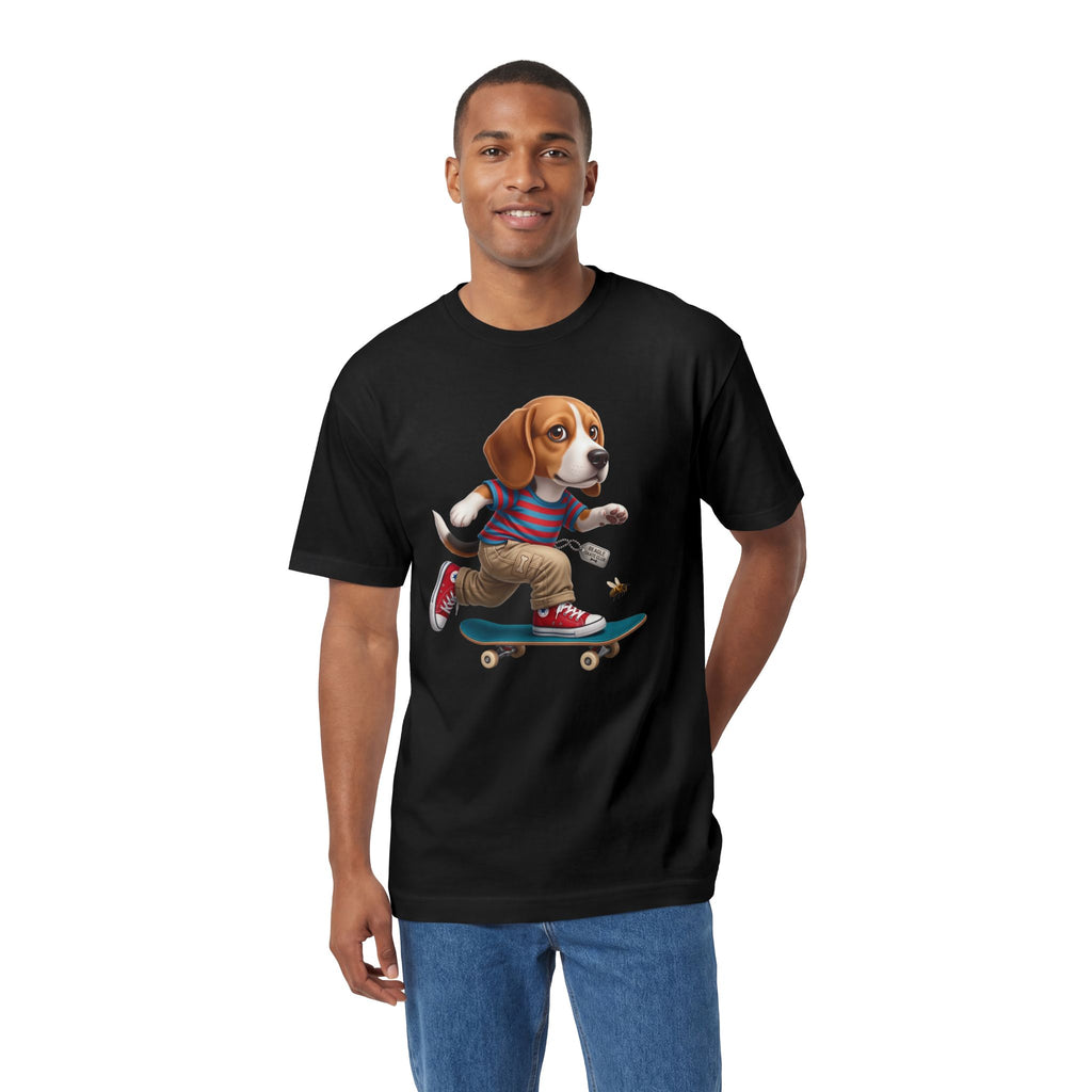 Skateboarding Beagle Unisex T-Shirt – Retro Skate Dog Graphic Tee