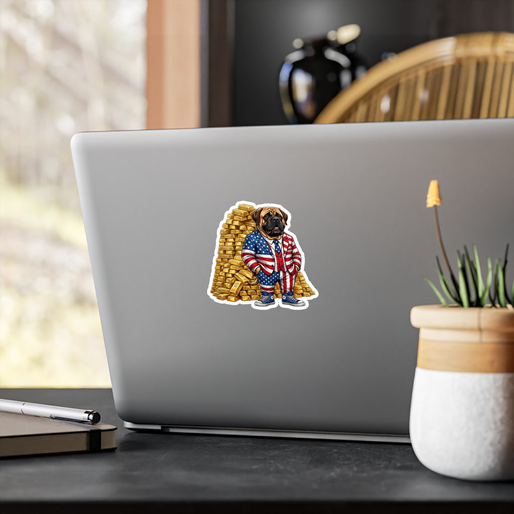 President Inc. - Satirical American Mastiff Gold Vault Vinyl Sticker