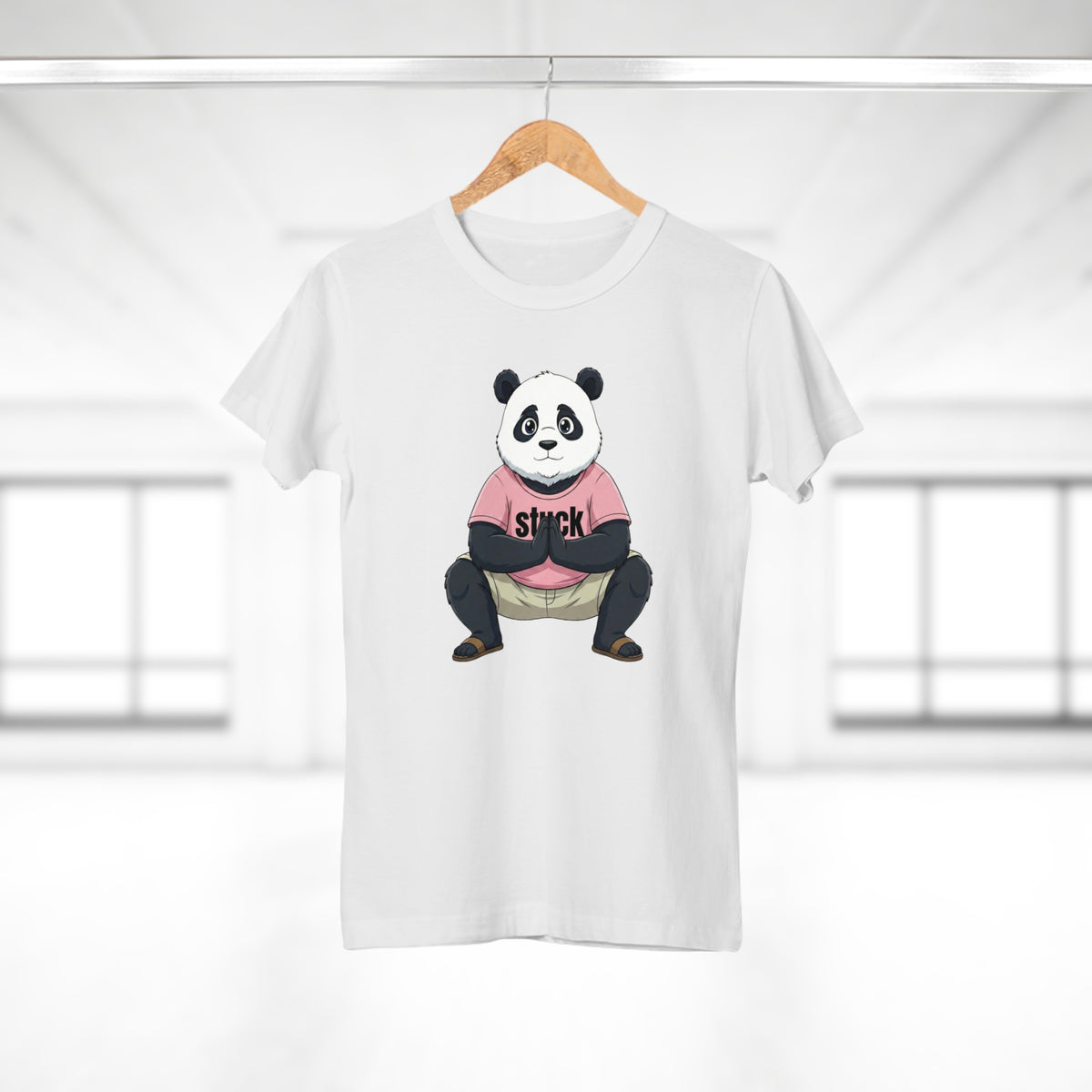 Stuck Panda Graphic T-Shirt – Zen Yoga Malasana Squat Tee