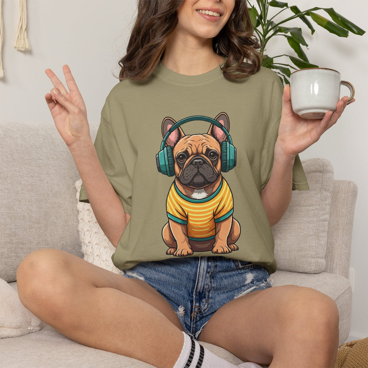 Unbothered Beats  - The Retro French Bulldog Tee