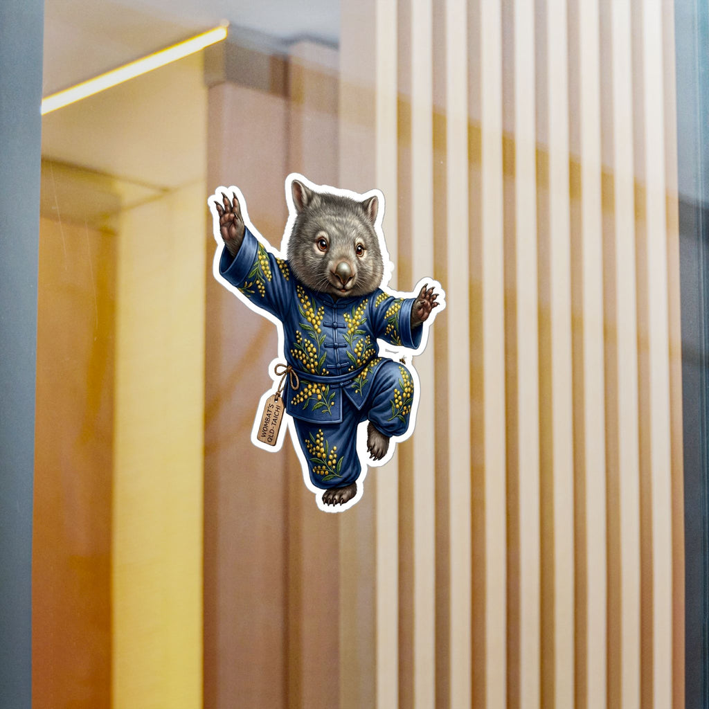 Wombat Tai Chi Artist Vinyl Sticker — Cute Kung Fu Animal Kiss-Cut Decal