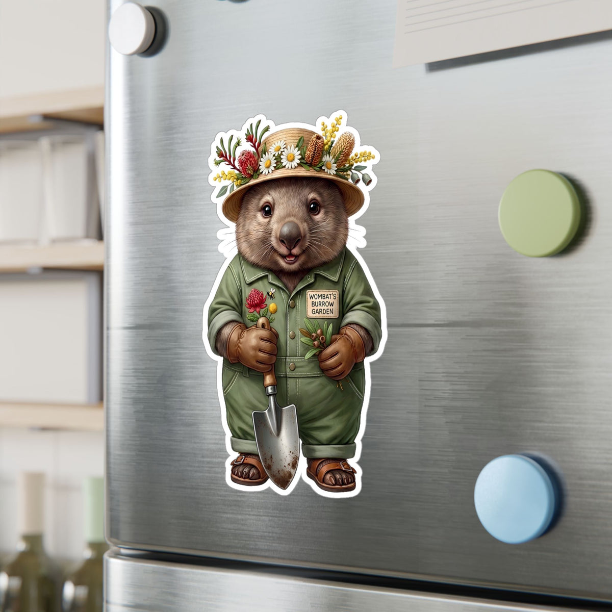Wombat Gardener Kiss-Cut Vinyl Sticker