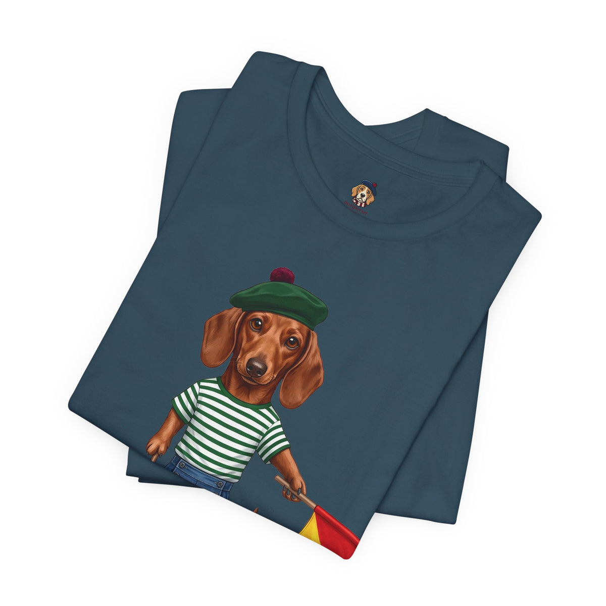 Semaphore Dachshund Graphic Unisex T-Shirt – Letter B | Maritime Signal Dog Tee
