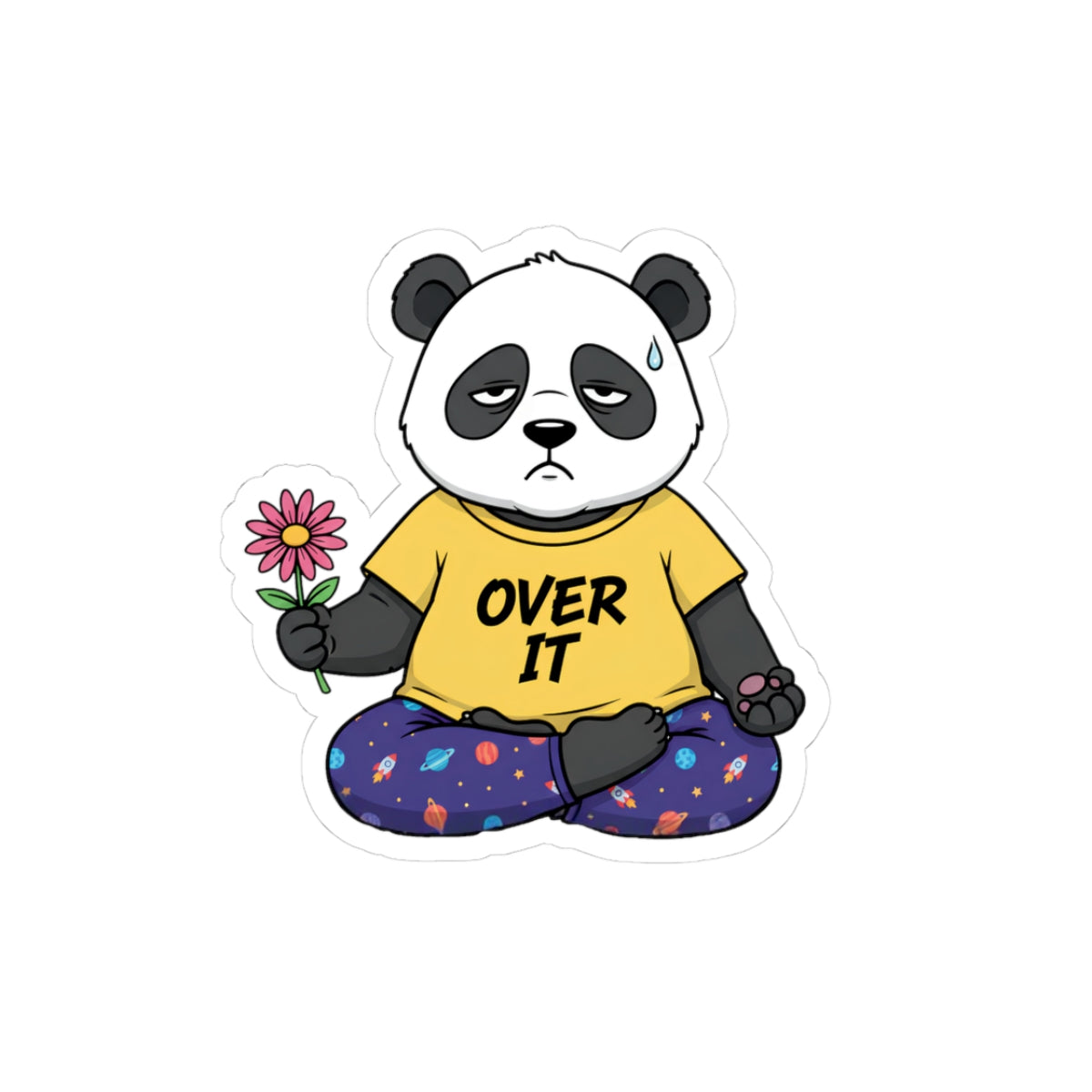 Over It Panda (Holding My Flower Anyway) Sticker