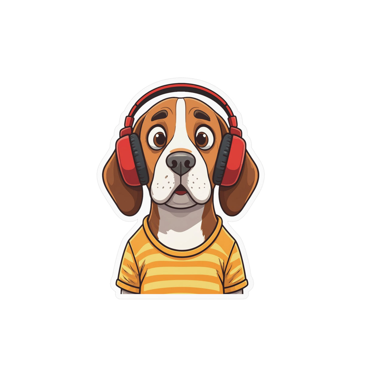 The Startled Hound - Beagle with Headphones Kiss-Cut Vinyl Sticker