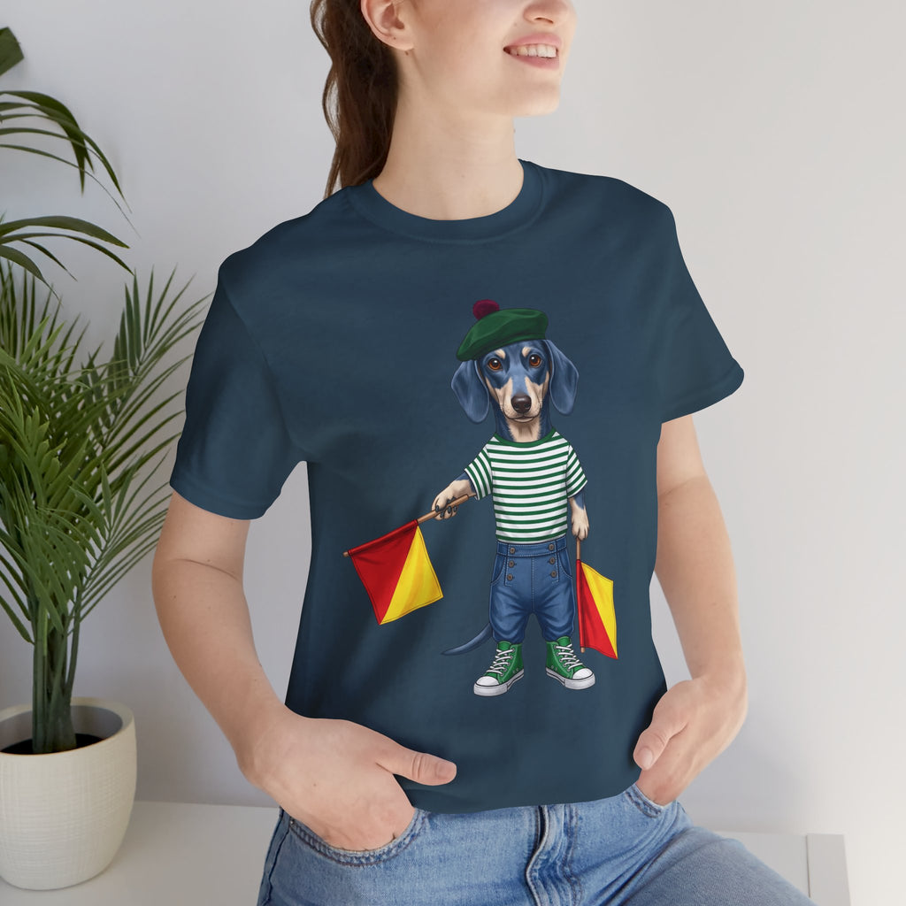 A is for Ayers Rock: Blue Dachshund Semaphore Graphic Tee
