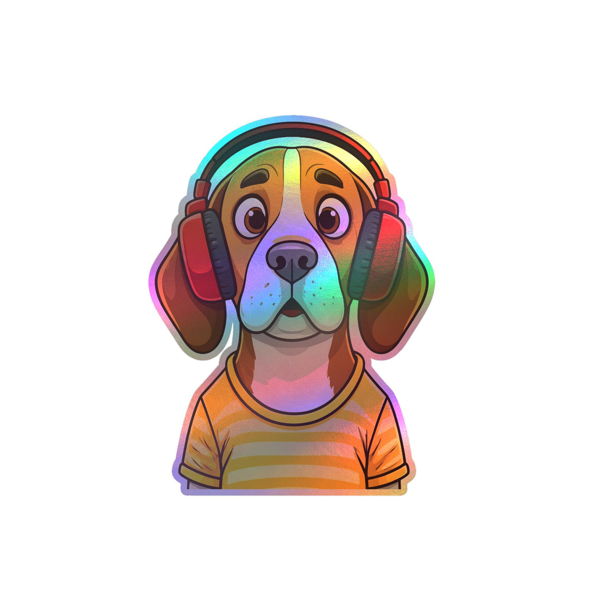 The Startled Hound - Beagle with Headphones Kiss-Cut Vinyl Sticker