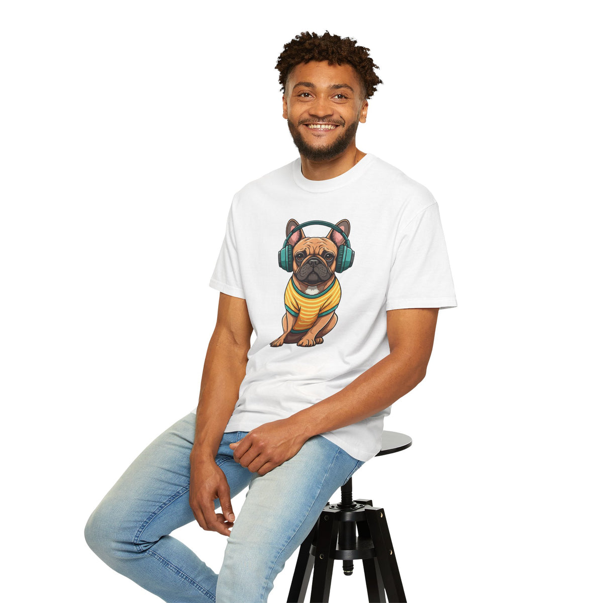 Unbothered Beats  - The Retro French Bulldog Tee