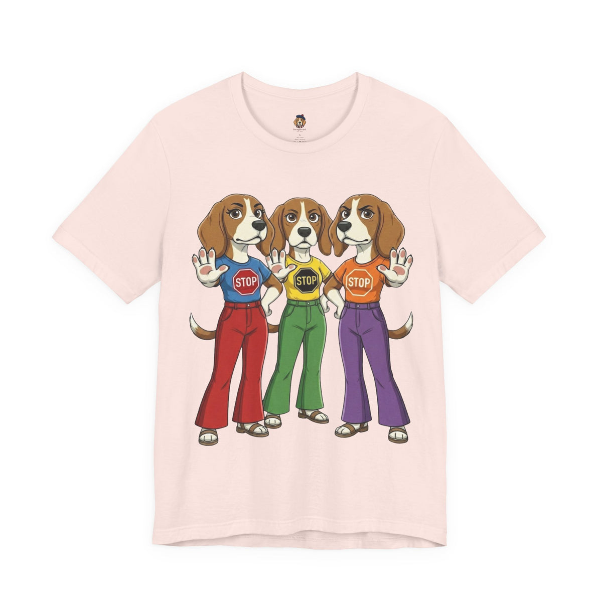 Beagle Stop Sign Trio T-Shirt — Say No to Gender Violence