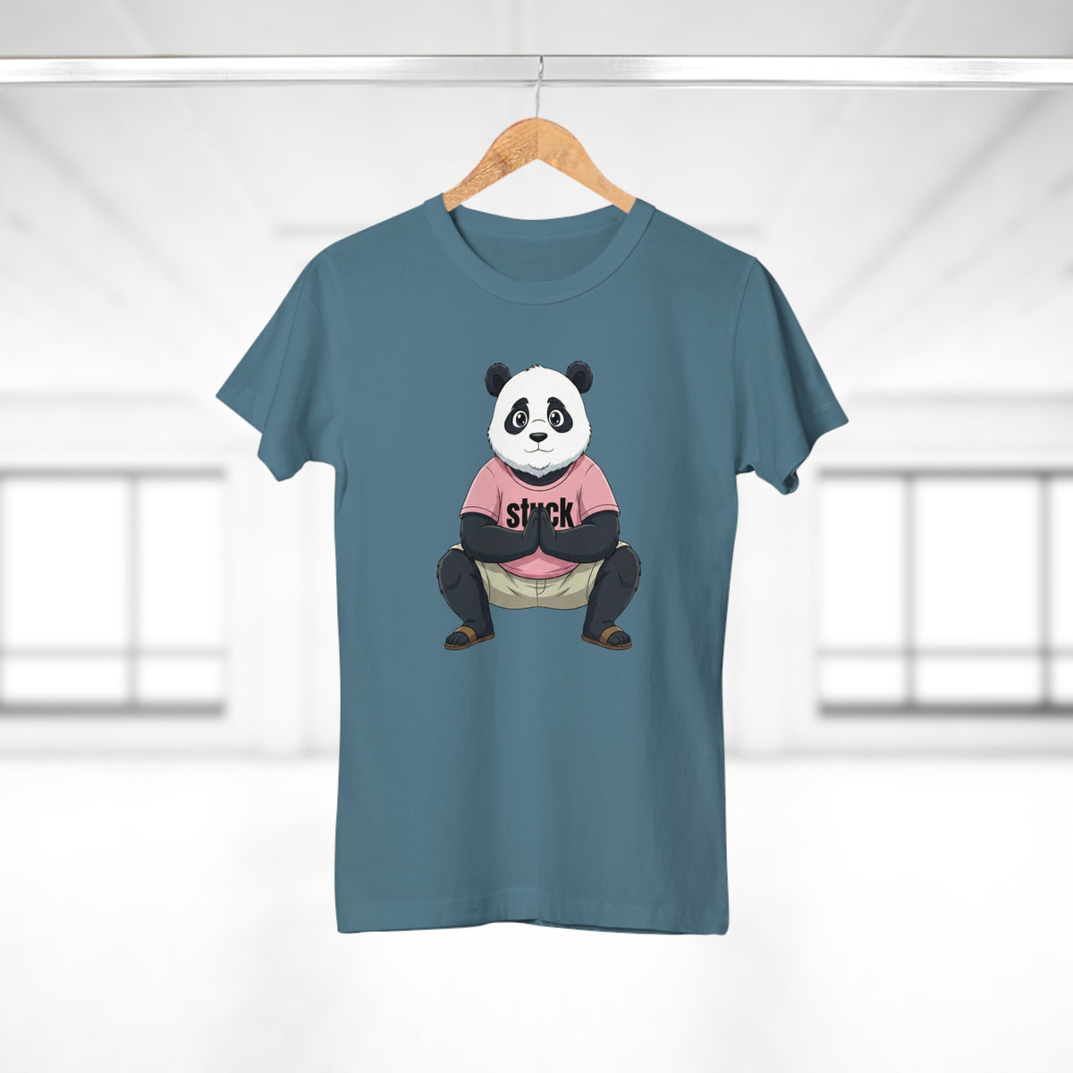 Stuck Panda Graphic T-Shirt – Zen Yoga Malasana Squat Tee