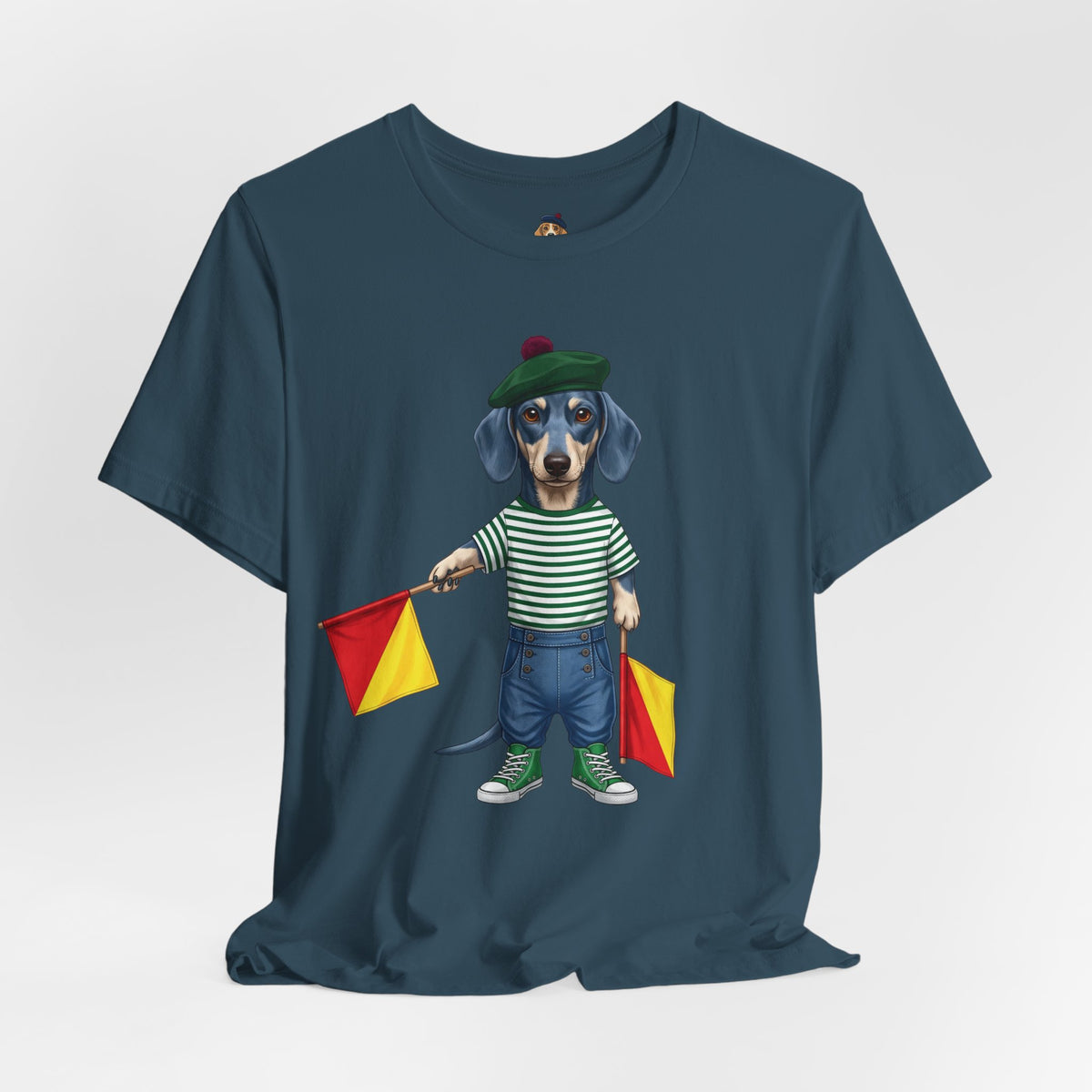 A is for Ayers Rock: Blue Dachshund Semaphore Graphic Tee