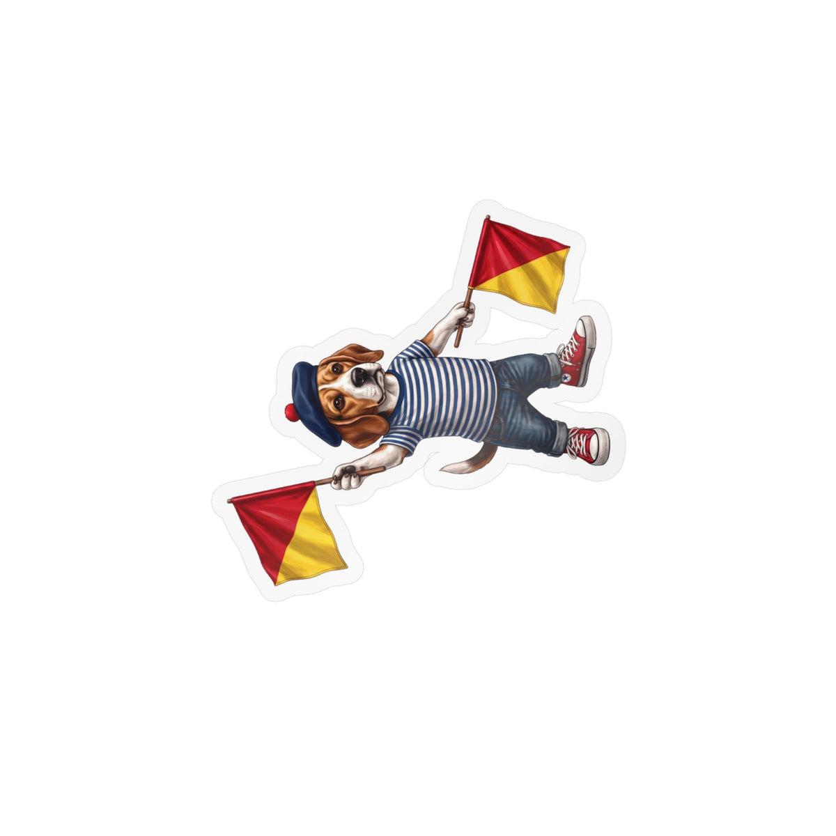 Semaphore Beagle ‘Letter K’ Vinyl Sticker – Waterproof Nautical Dog Decal | Wild Follies