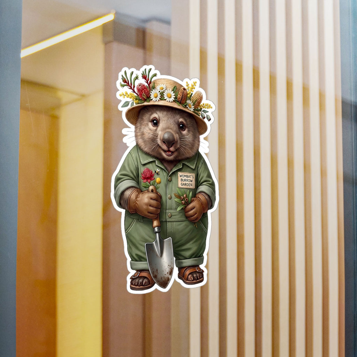 Wombat Gardener Kiss-Cut Vinyl Sticker