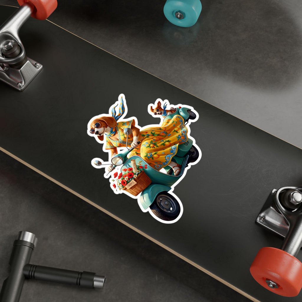 Amalfi Dolce Vita Dog Scooter Kiss-Cut Vinyl Decal