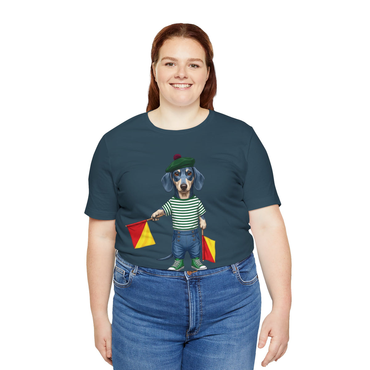 A is for Ayers Rock: Blue Dachshund Semaphore Graphic Tee