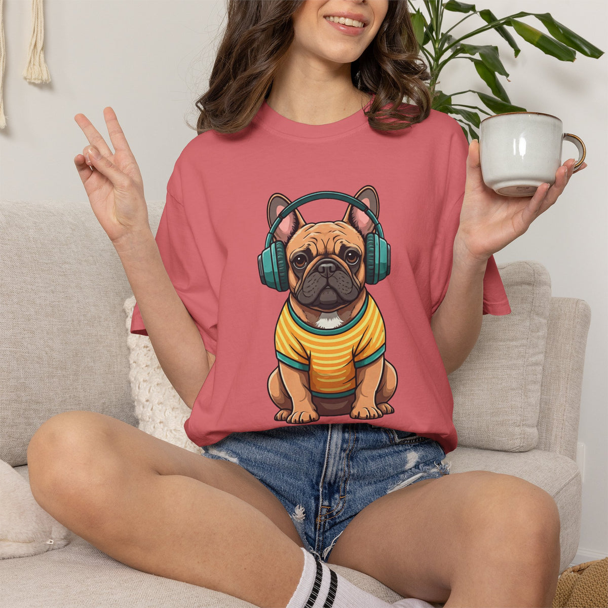 Unbothered Beats  - The Retro French Bulldog Tee