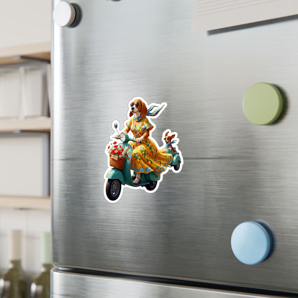 Amalfi Dolce Vita Dog Scooter Kiss-Cut Vinyl Decal