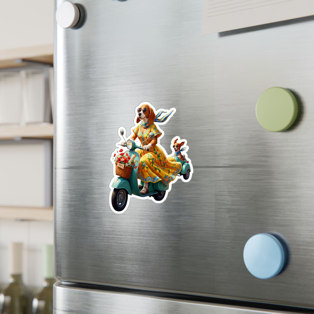 Amalfi Dolce Vita Dog Scooter Kiss-Cut Vinyl Decal