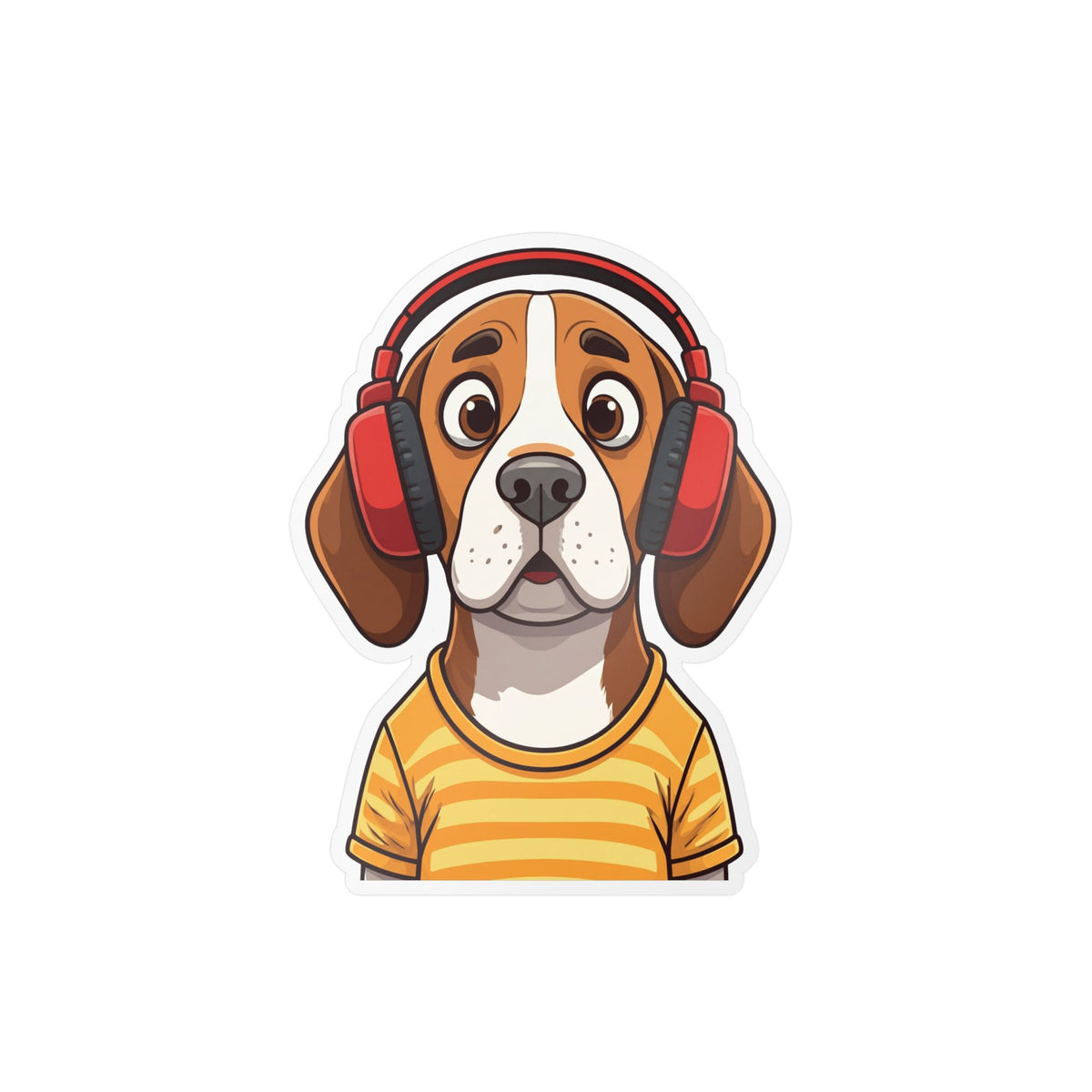 The Startled Hound - Beagle with Headphones Kiss-Cut Vinyl Sticker