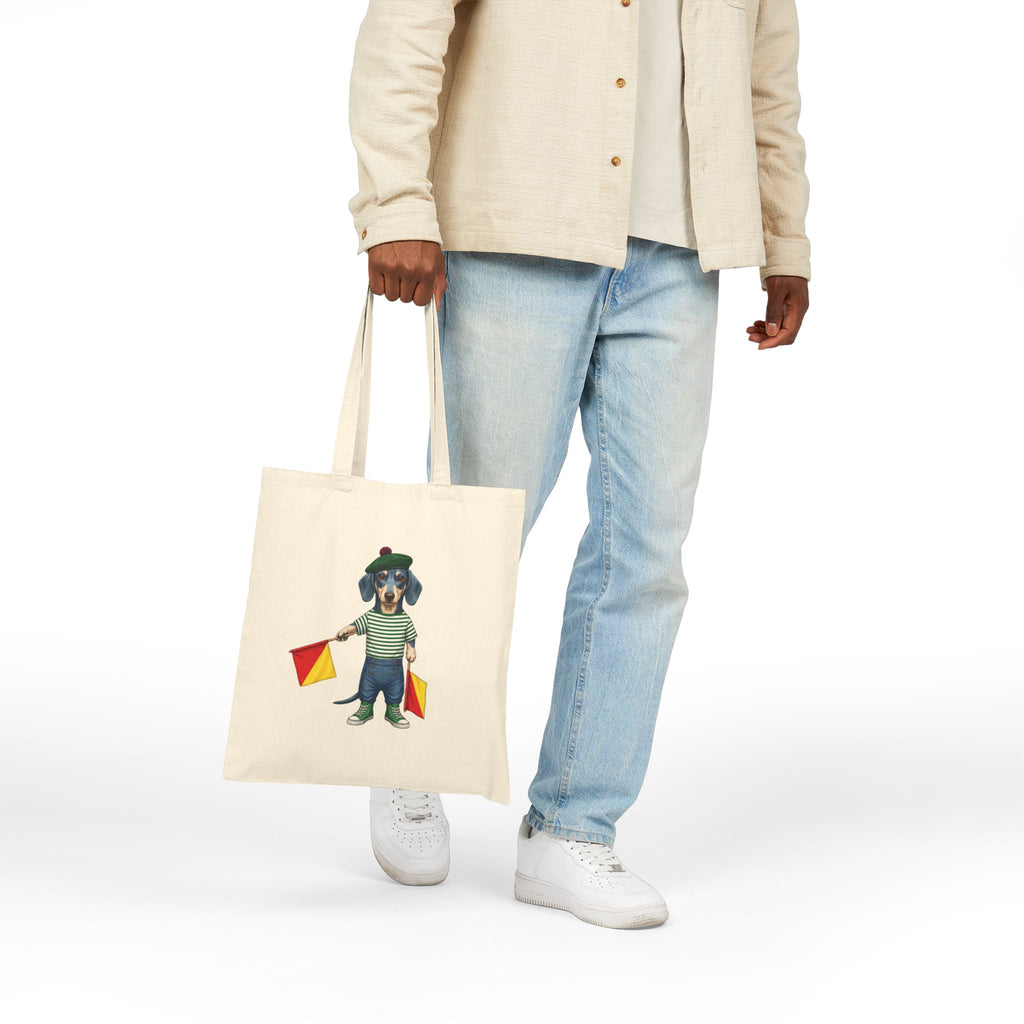 Semaphore Dachshund ‘B’ Heavyweight Canvas Tote Bag | Dispatches from Australia