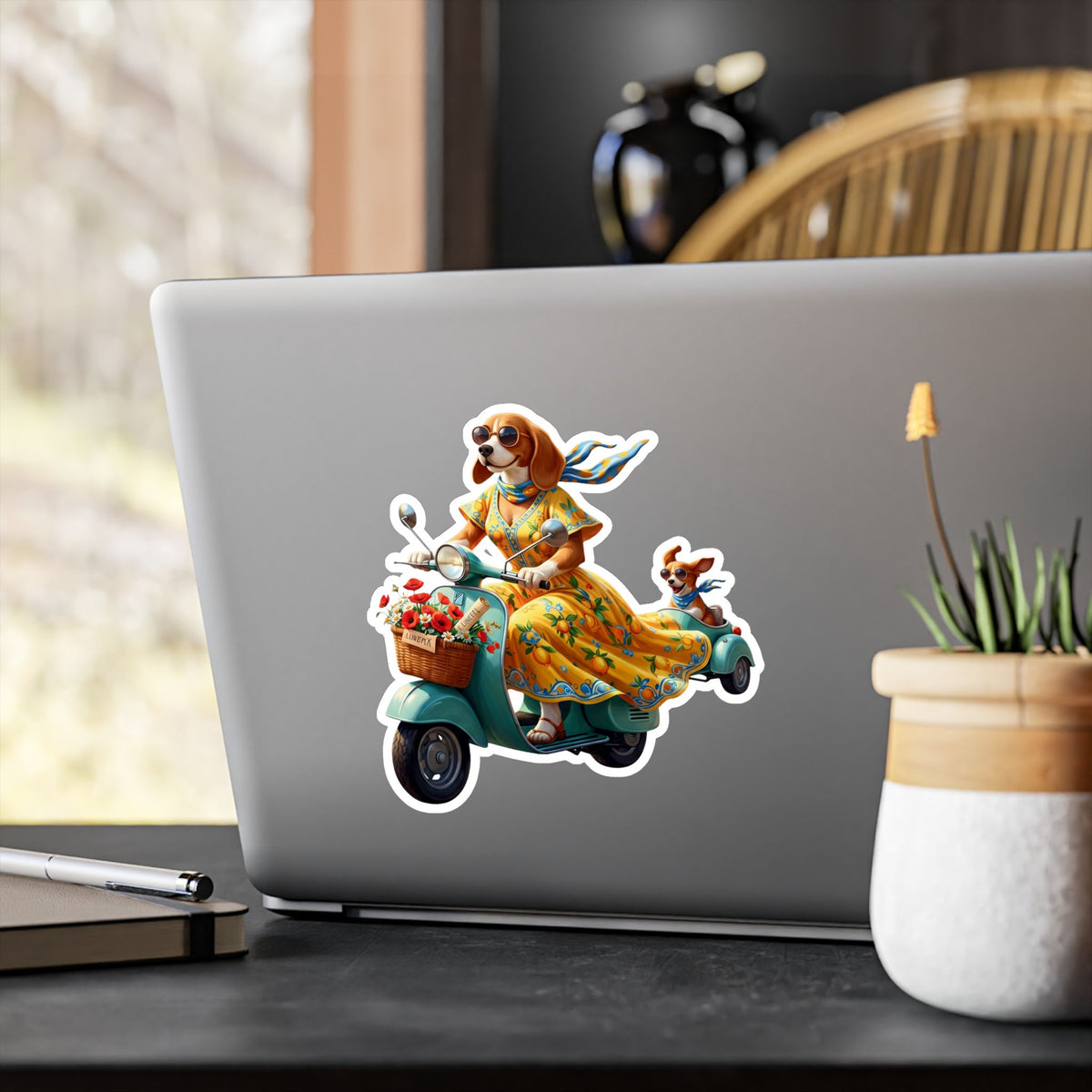 Amalfi Dolce Vita Dog Scooter Kiss-Cut Vinyl Decal