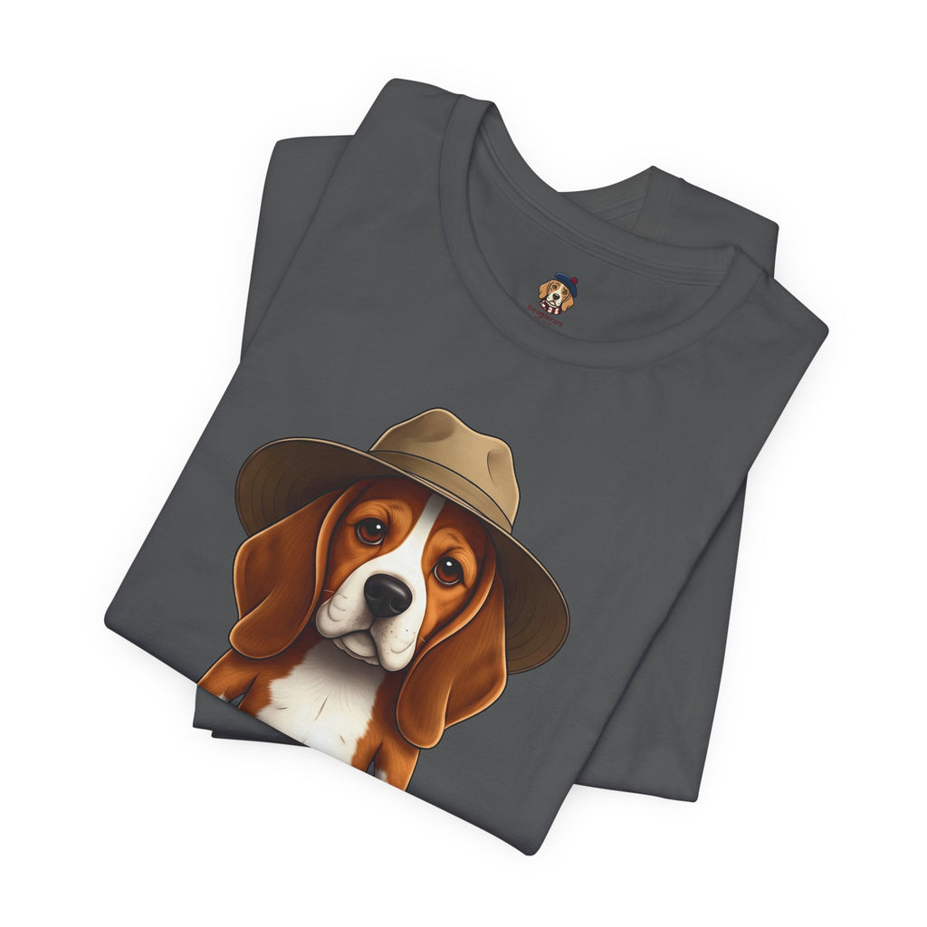 Beagle Aussie Summer Tee - Cute Dog in Akubra Hat & Australian Flag Shorts