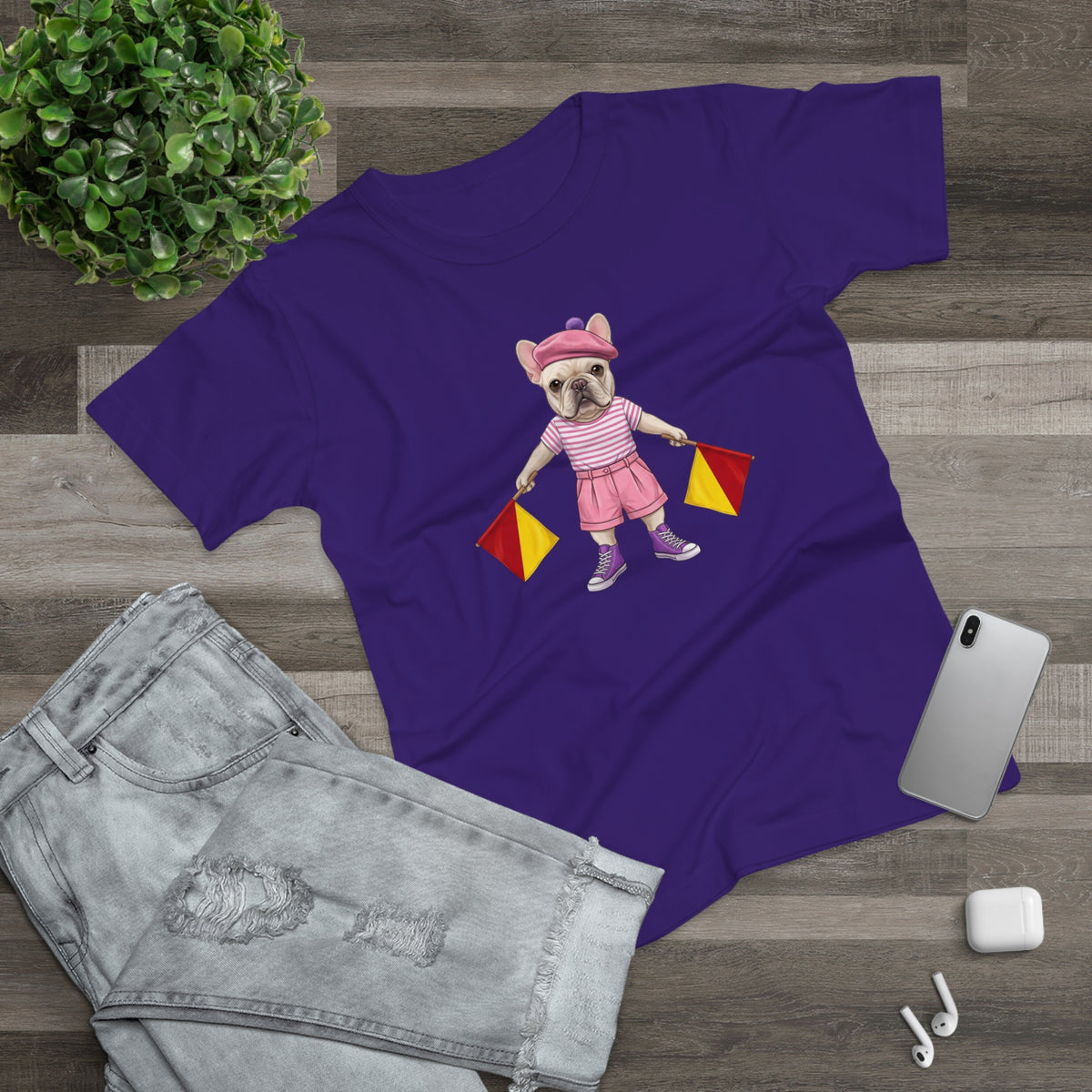 The Signal Frenchie: Semaphore Letter "M" Graphic Tee – Chic Analog Survival Wear