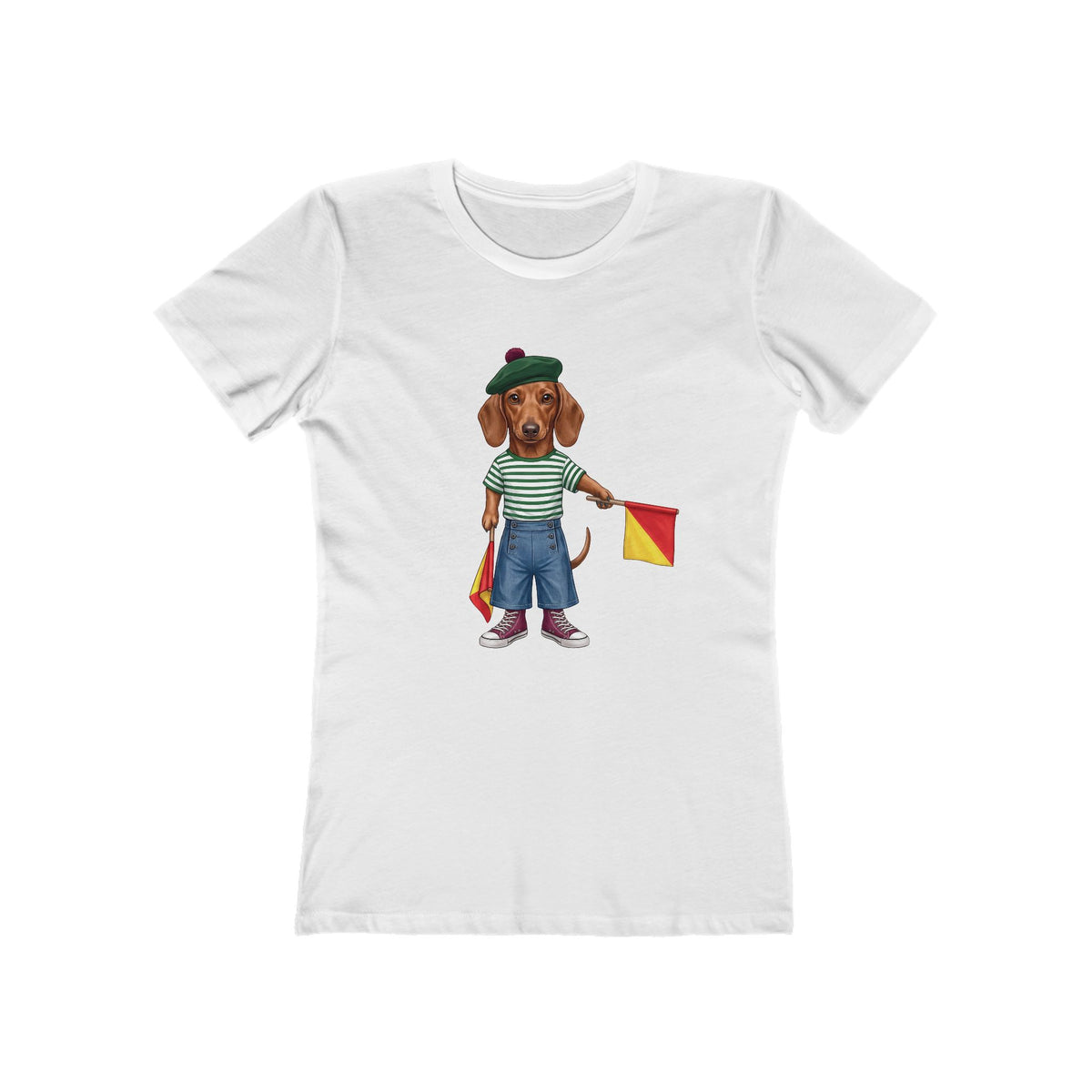 The Nautical Dachshund Graphic T-Shirt | Semaphore Signal Maritime Dog Tee