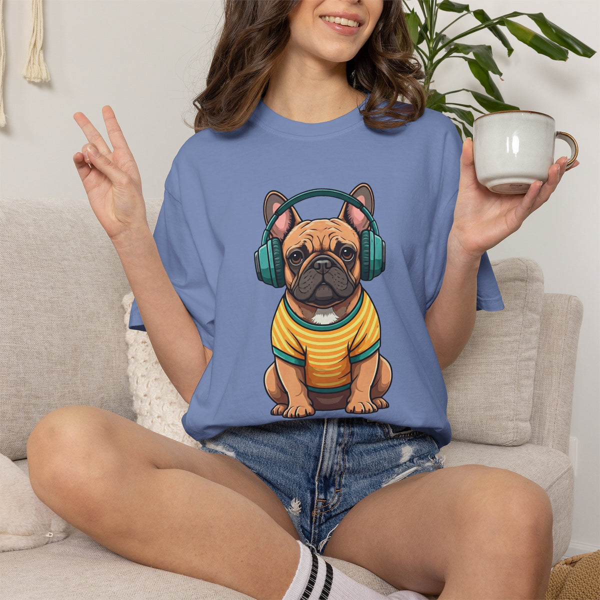 Unbothered Beats  - The Retro French Bulldog Tee