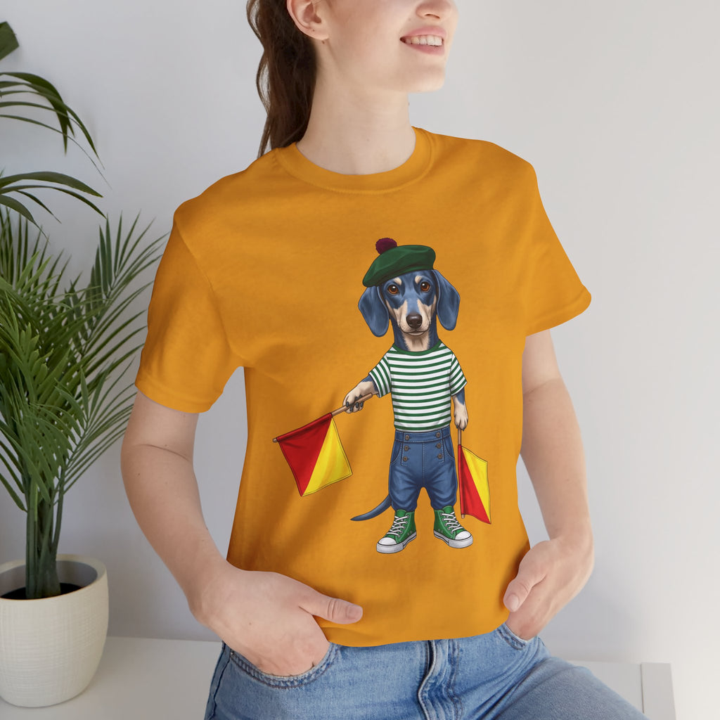 A is for Ayers Rock: Blue Dachshund Semaphore Graphic Tee