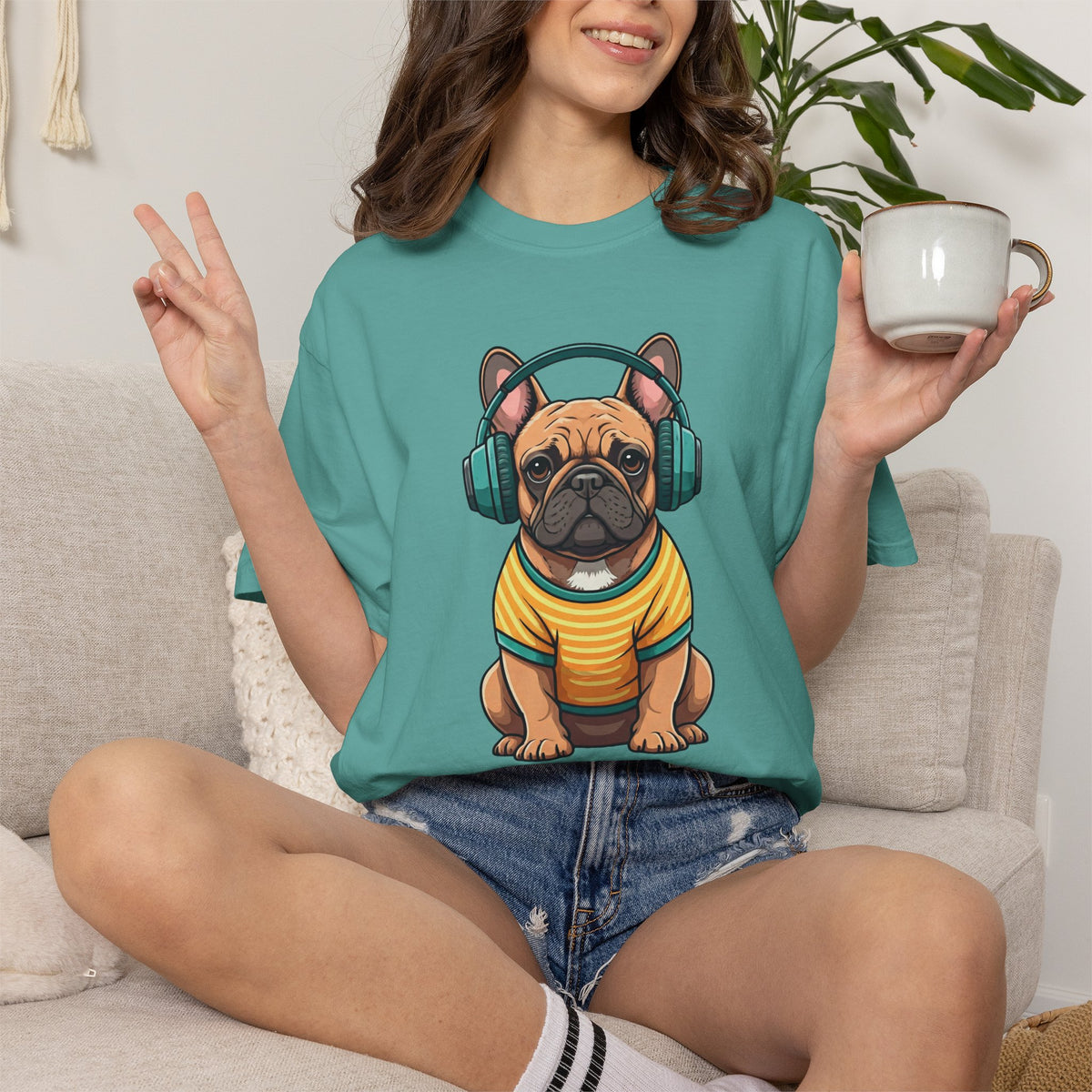 Unbothered Beats  - The Retro French Bulldog Tee