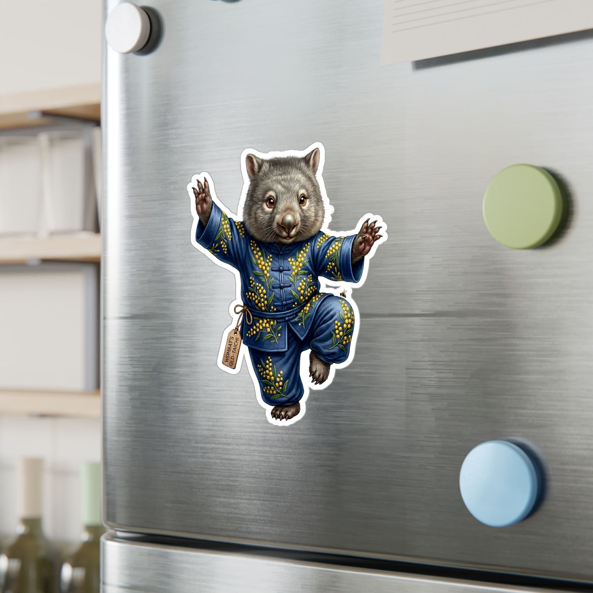 Wombat Tai Chi Artist Vinyl Sticker — Cute Kung Fu Animal Kiss-Cut Decal