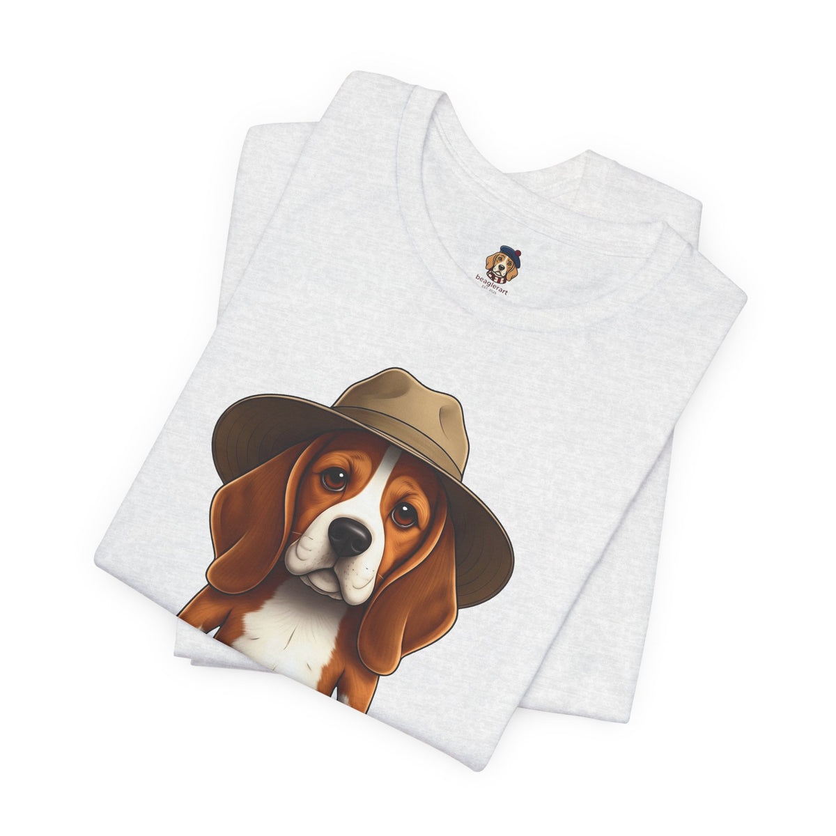 Beagle Aussie Summer Tee - Cute Dog in Akubra Hat & Australian Flag Shorts