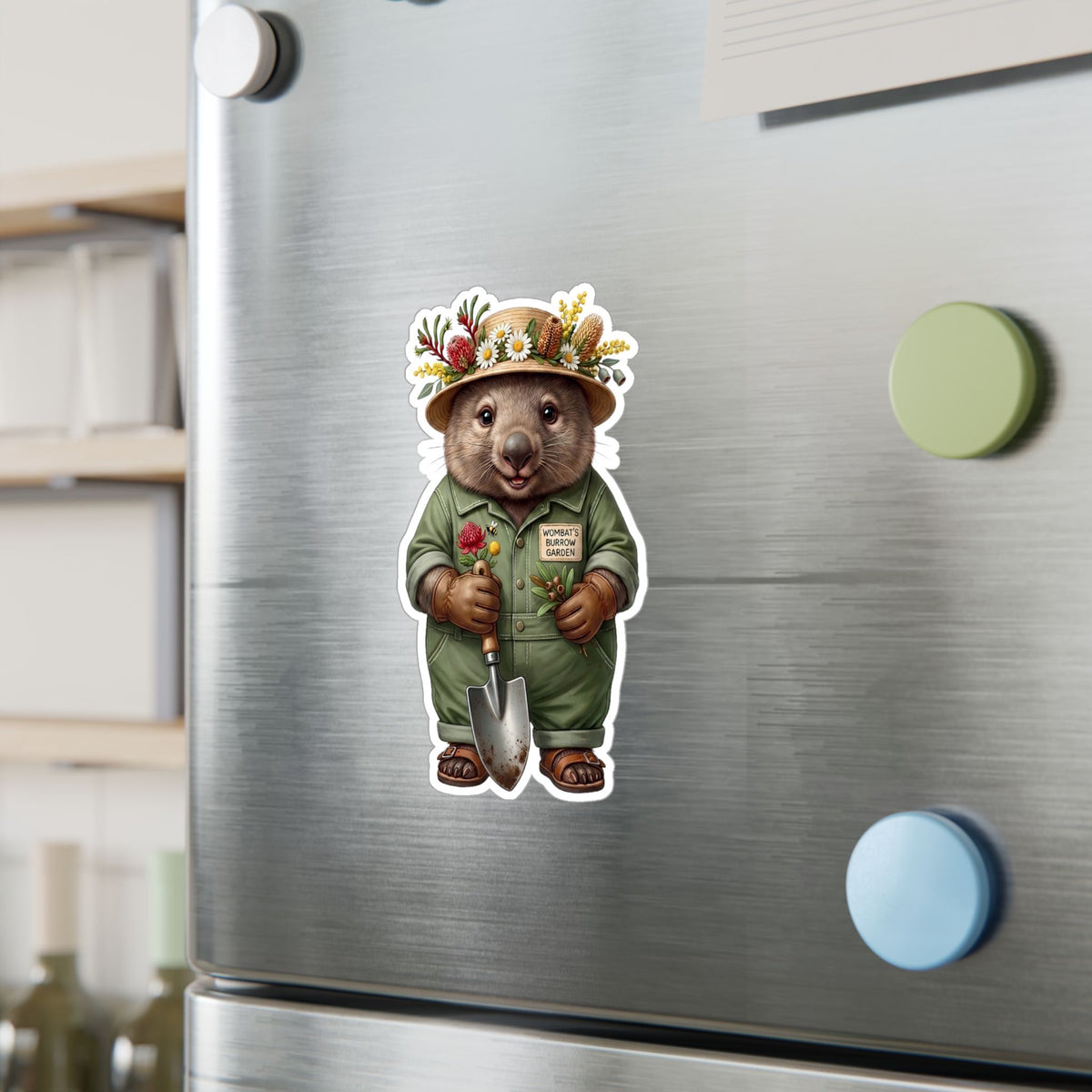 Wombat Gardener Kiss-Cut Vinyl Sticker