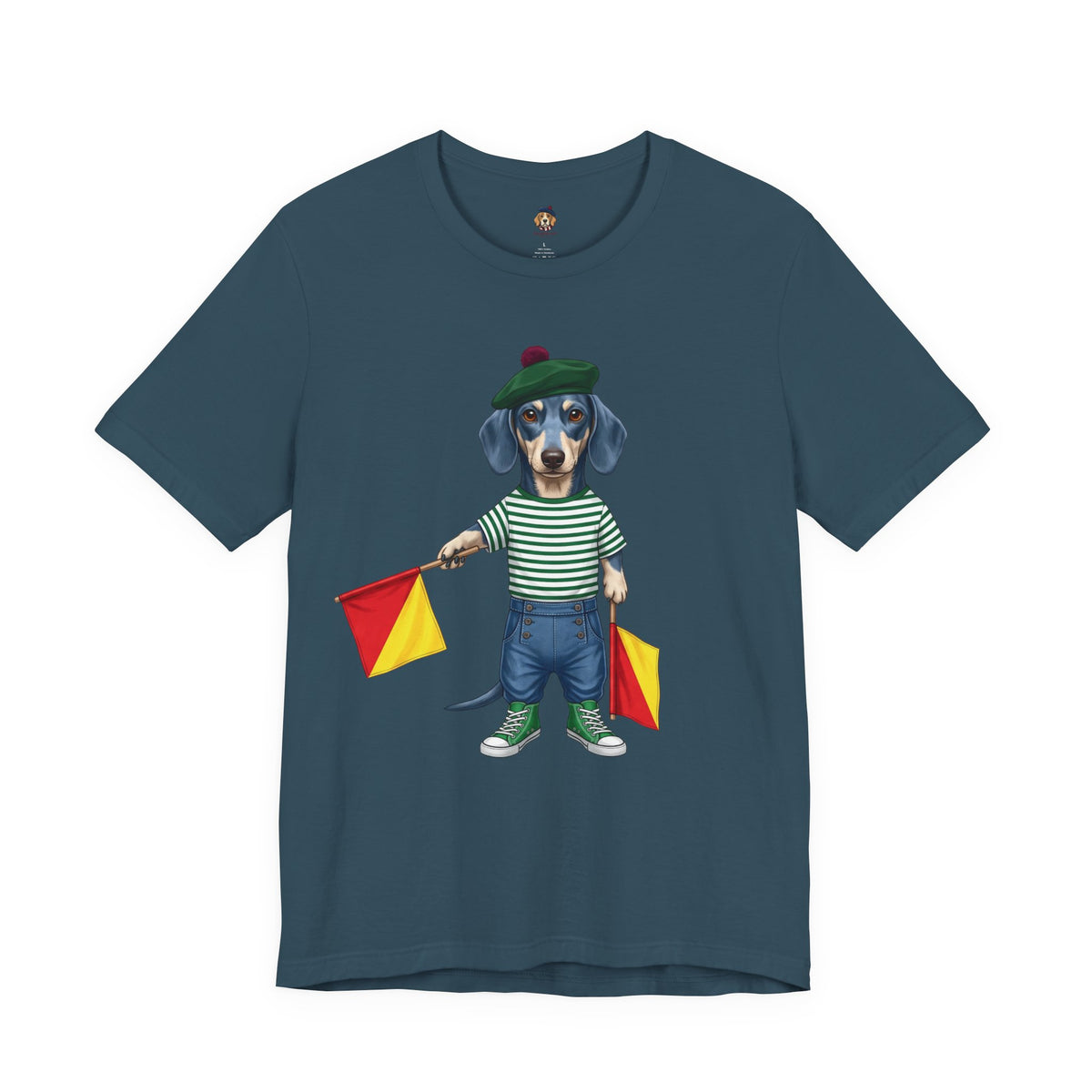 A is for Ayers Rock: Blue Dachshund Semaphore Graphic Tee