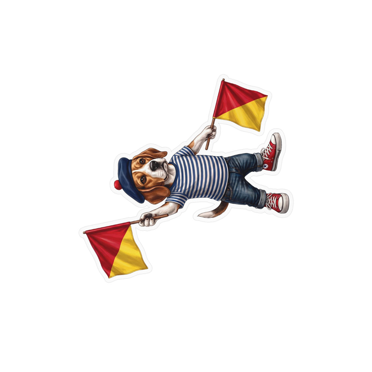 Semaphore Beagle ‘Letter K’ Vinyl Sticker – Waterproof Nautical Dog Decal | Wild Follies