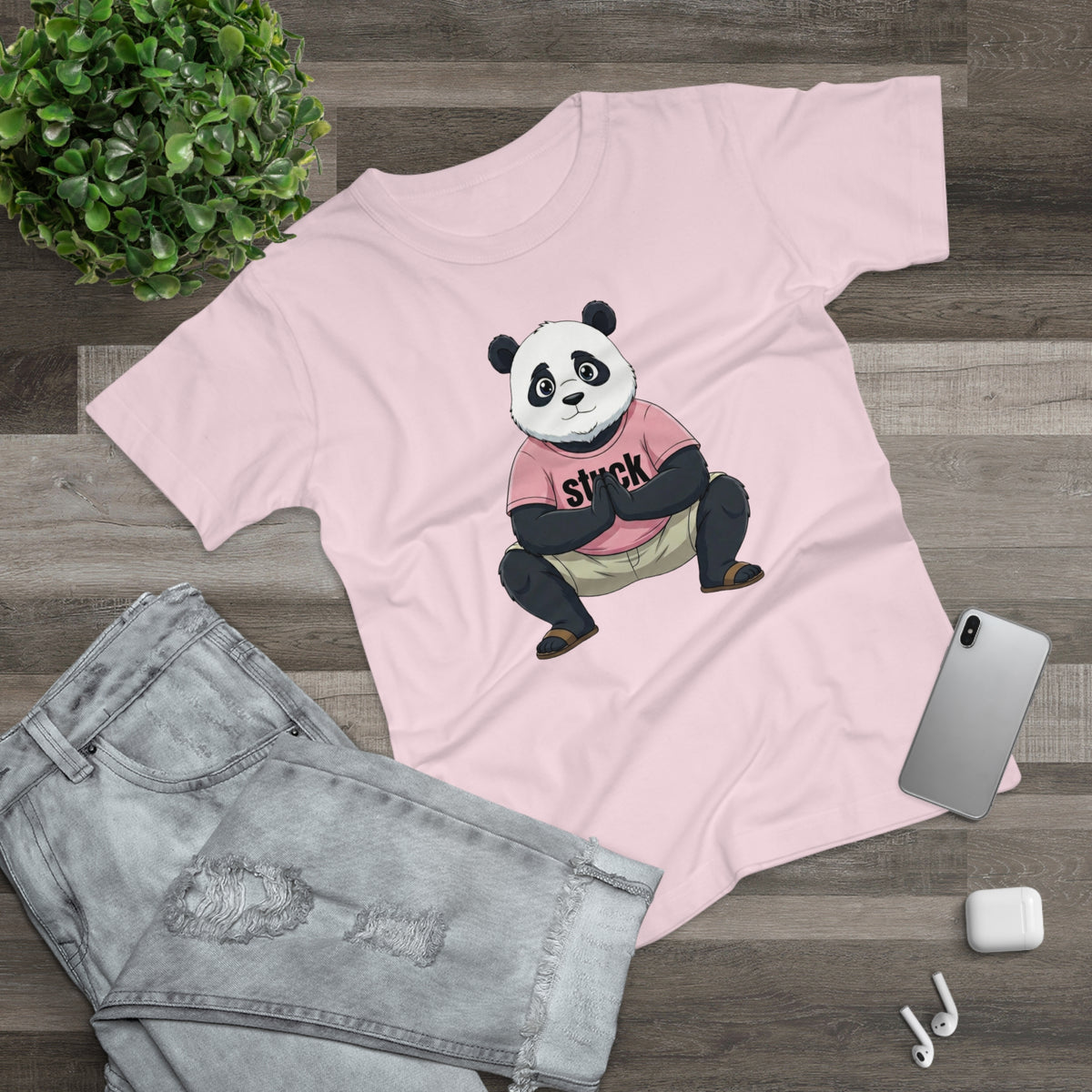 Stuck Panda Graphic T-Shirt – Zen Yoga Malasana Squat Tee