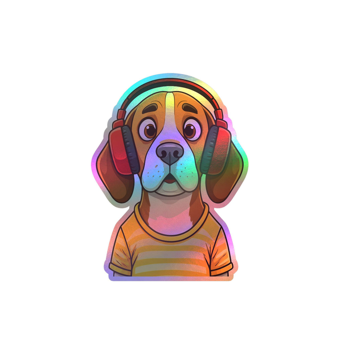 The Startled Hound - Beagle with Headphones Kiss-Cut Vinyl Sticker