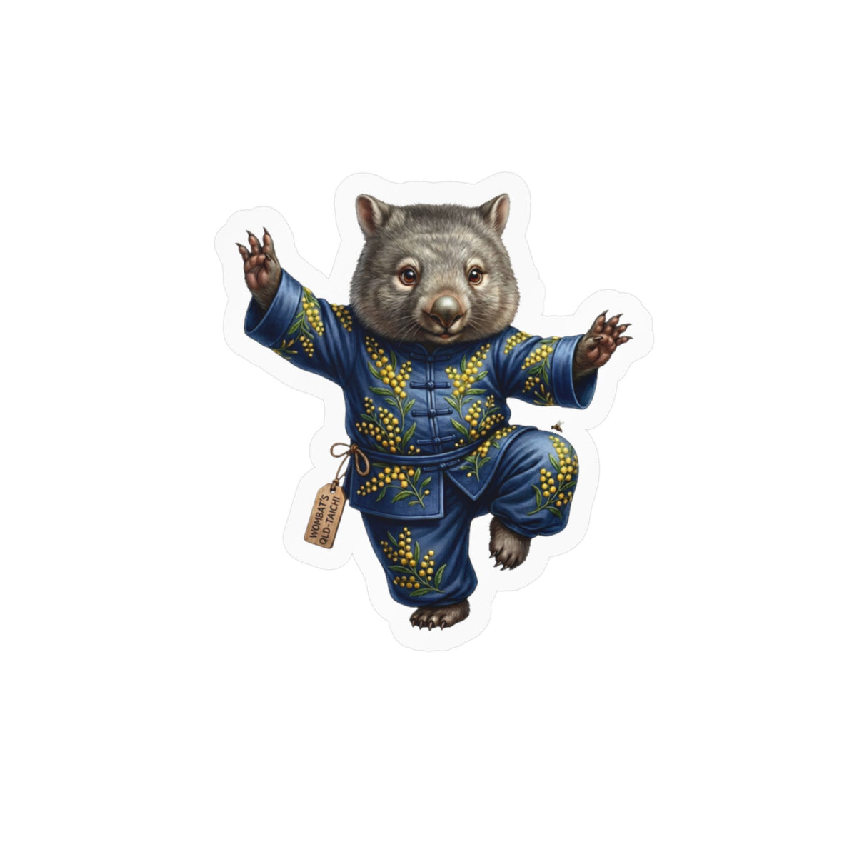 Wombat Tai Chi Artist Vinyl Sticker — Cute Kung Fu Animal Kiss-Cut Decal