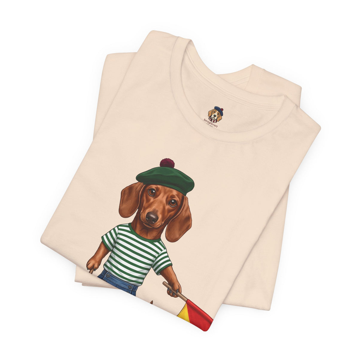 Semaphore Dachshund Graphic Unisex T-Shirt – Letter B | Maritime Signal Dog Tee