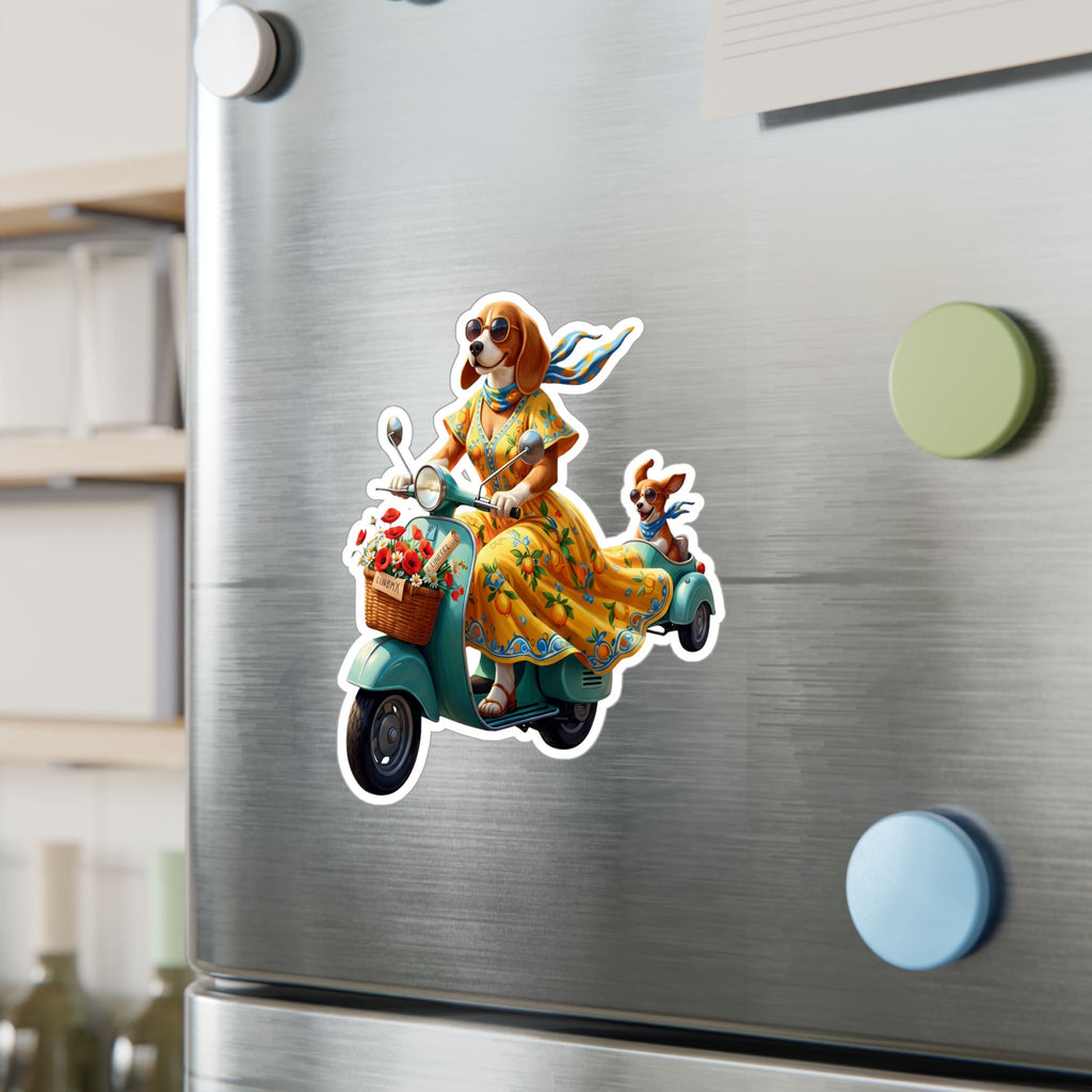 Amalfi Dolce Vita Dog Scooter Kiss-Cut Vinyl Decal